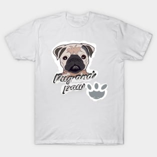 Cute Pug and paw T-Shirt